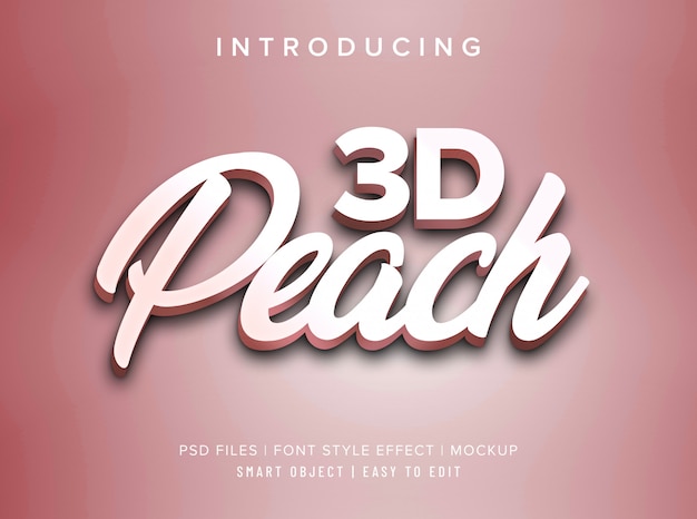 Maqueta de efecto de estilo de fuente 3d peach