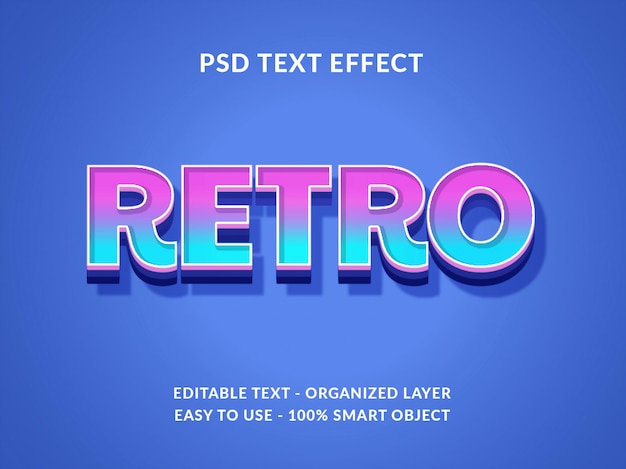 Maqueta de efecto de estilo de texto 3d retro con estilo de color degradado