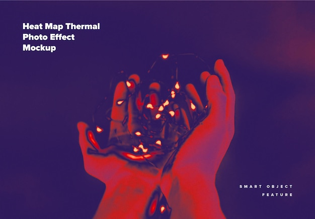 Maqueta de efecto de foto de cámara térmica de mapa de calor