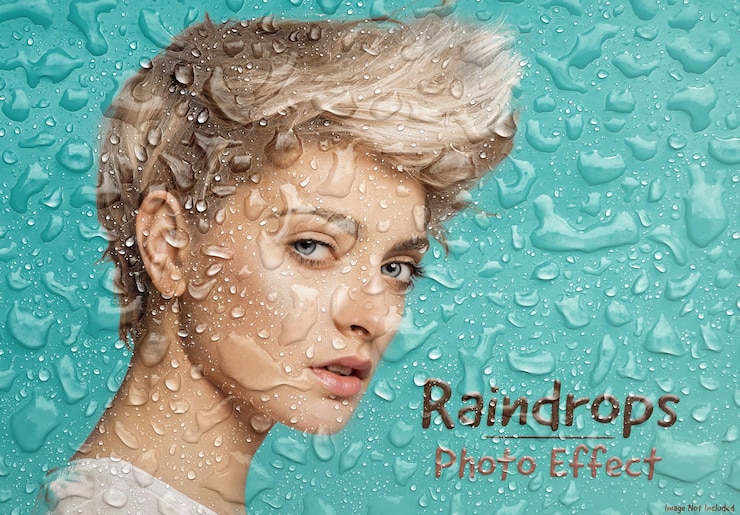 PSD maqueta de efecto fotográfico de gotas de lluvia