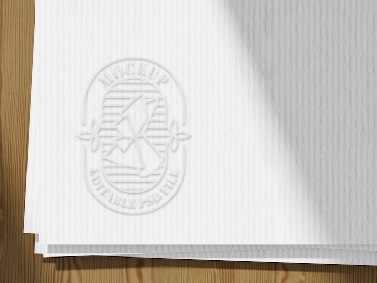 PSD maqueta del efecto del logotipo de textura de papel beige