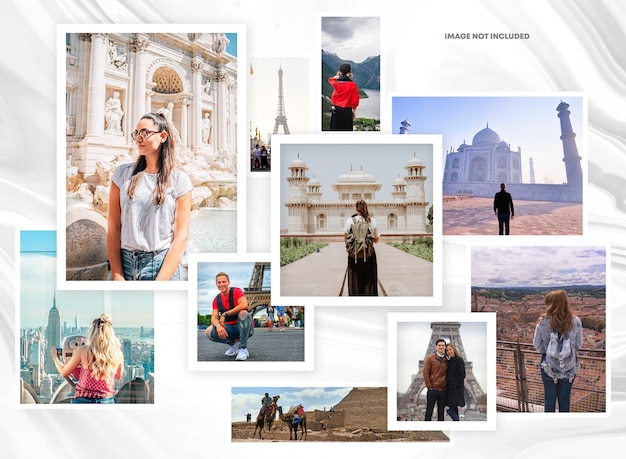 PSD maqueta de efecto de marco de collage grid y photo collage