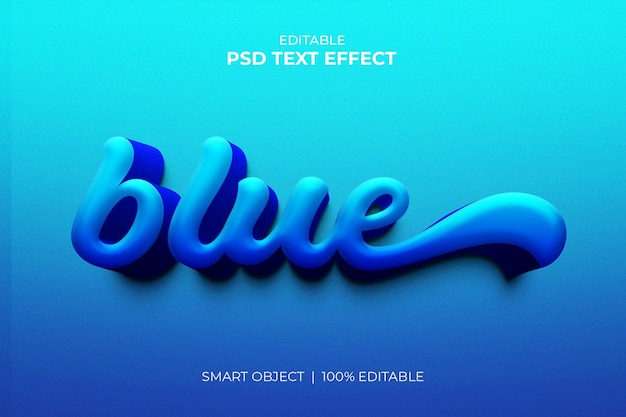 Maqueta de efecto de texto 3d editable azul PSD Premium