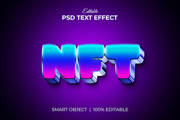 Maqueta de efecto de texto 3d editable NFT PSD Premium