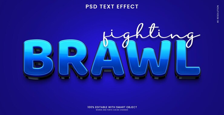 PSD maqueta de efecto de texto 3d de pelea