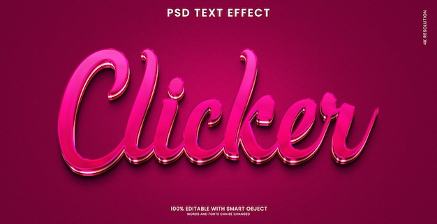 PSD maqueta de efecto de texto 3d rosa clicker