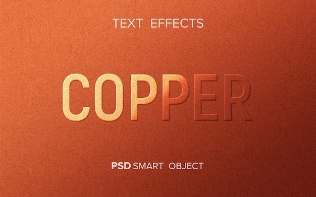 PSD maqueta de efecto de texto de cobre