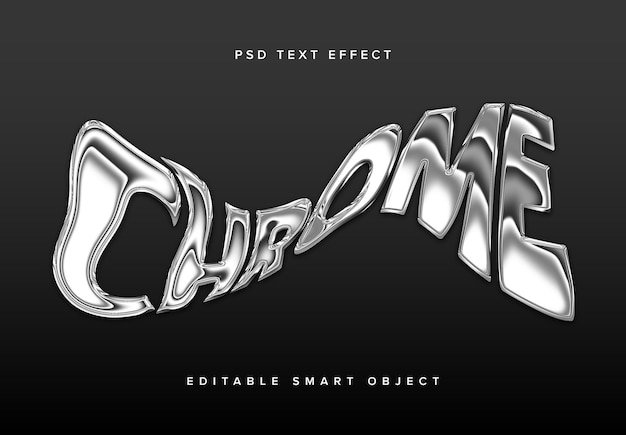 Maqueta de efecto de texto cromado deformado