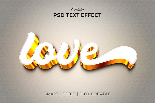 Maqueta de efecto de texto editable 3d dorado de amor de lujo psd premium