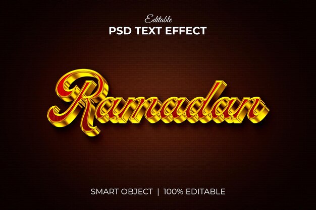 Maqueta de efecto de texto editable 3d dorado de lujo de Ramadán premium PSD