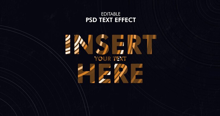 PSD maqueta de efecto de texto editable con textura de líneas concéntricas