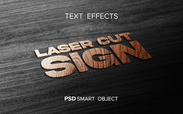 PSD maqueta de efecto de texto de madera
