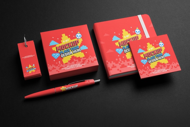 Maqueta de elementos de merchandising retro