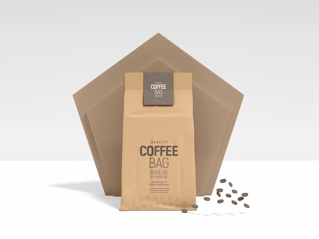Maqueta de embalaje de bolsa de café de papel Kraft