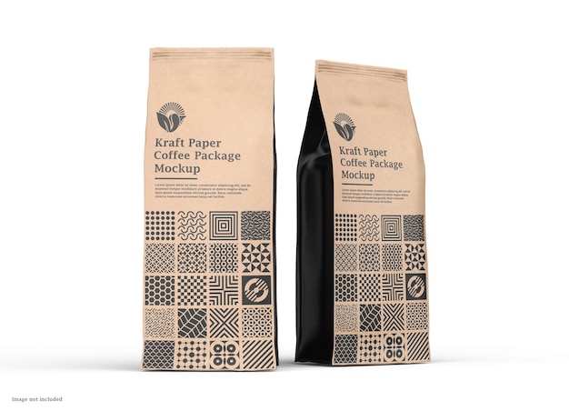 Maqueta de embalaje de bolsa de café de papel Kraft