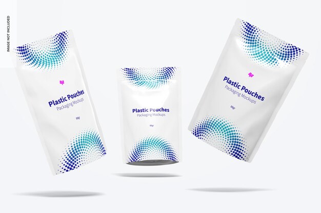 Maqueta de embalaje de bolsas de plástico, cayendo