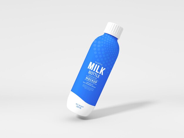 Maqueta de embalaje de botella de leche de plástico