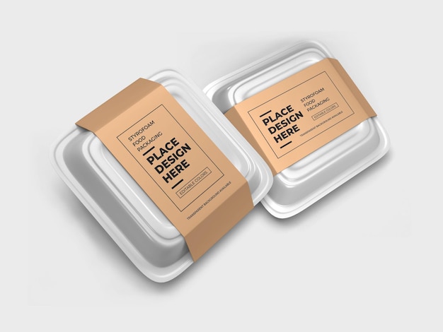 Maqueta de embalaje de caja de alimentos de espuma de poliestireno