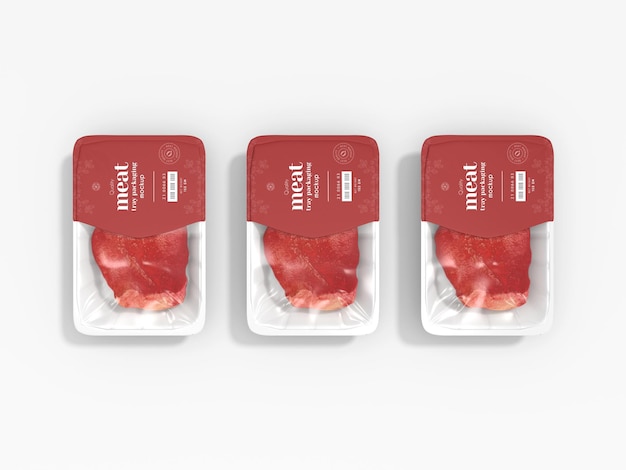 Maqueta de embalaje de caja de bandeja de carne congelada