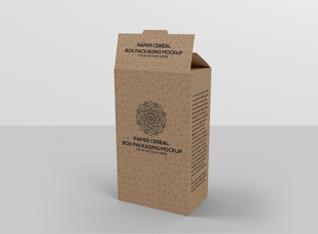 Maqueta de embalaje de caja de cereal de papel