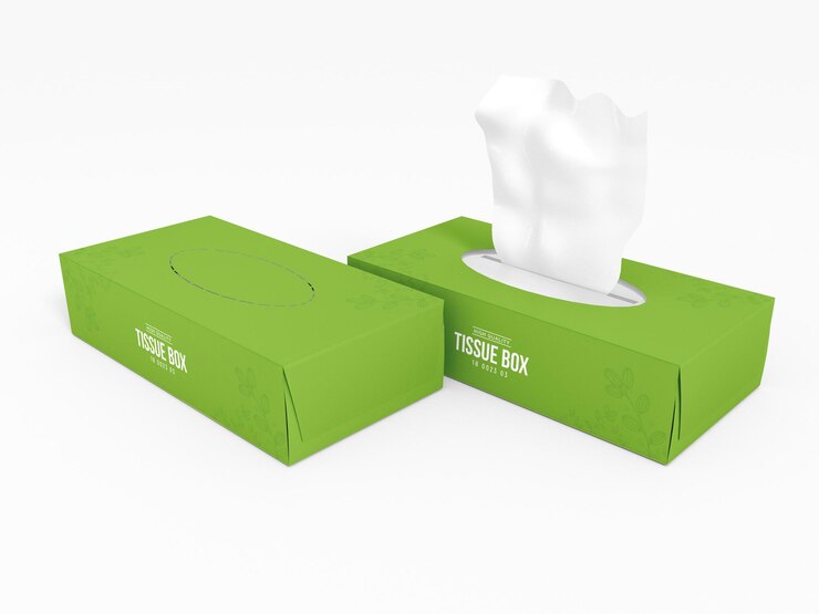 PSD maqueta de embalaje de caja de pañuelos faciales