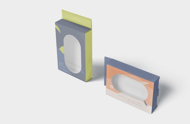 Maqueta de embalaje de caja de papel pequeña y delgada