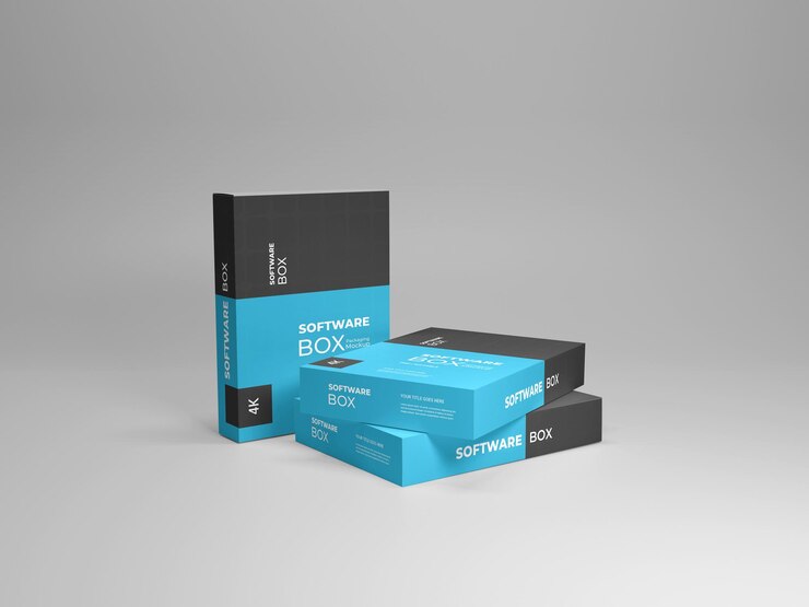 Maqueta de embalaje de la caja de software