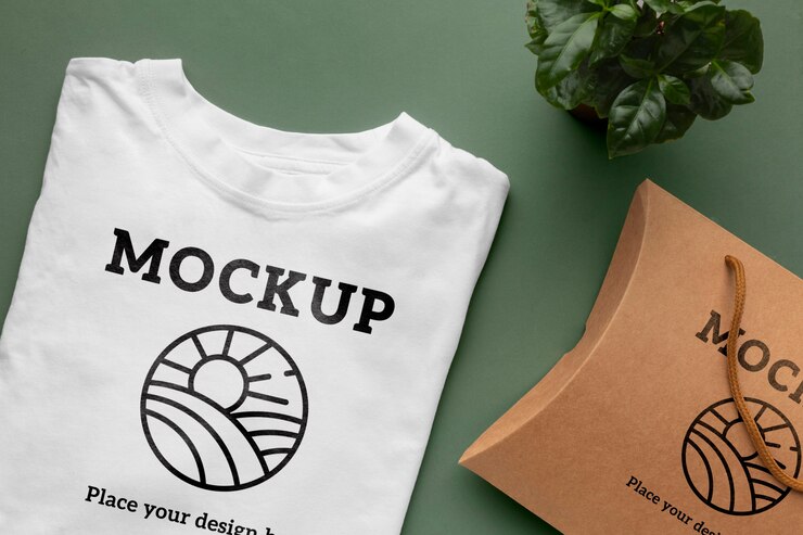 PSD maqueta de embalaje de camiseta ecológica