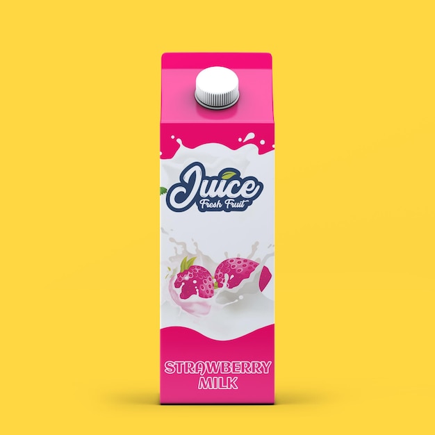 Maqueta de embalaje de cartón de leche