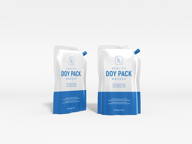 Maqueta de embalaje Doypack de pie brillante