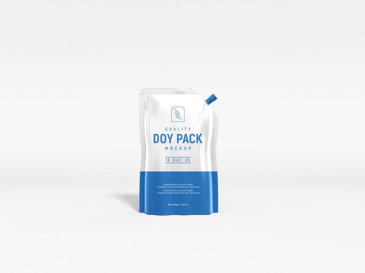 PSD maqueta de embalaje doypack de pie brillante