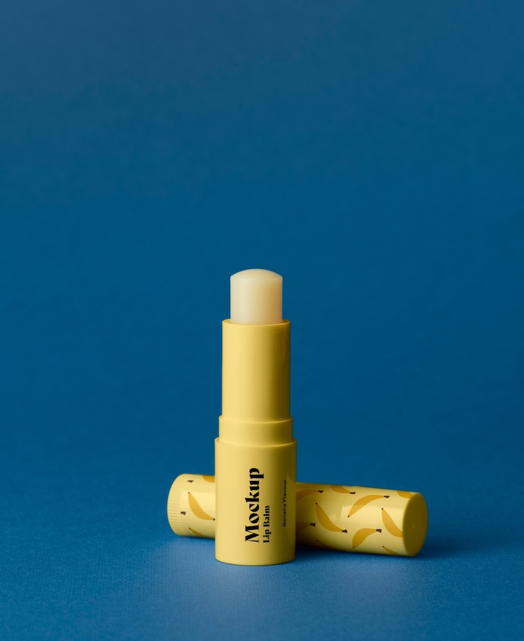 PSD maqueta de empaque de bálsamo labial