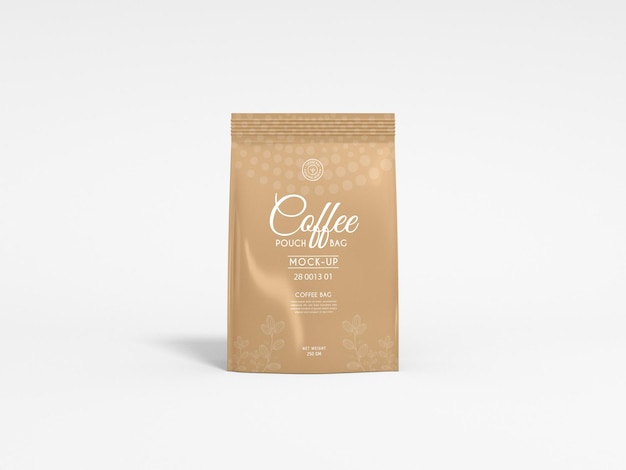 Maqueta de empaque de bolsa de café de lámina brillante