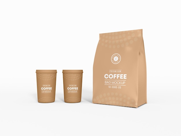 Maqueta de empaque de bolsa de café de lámina brillante
