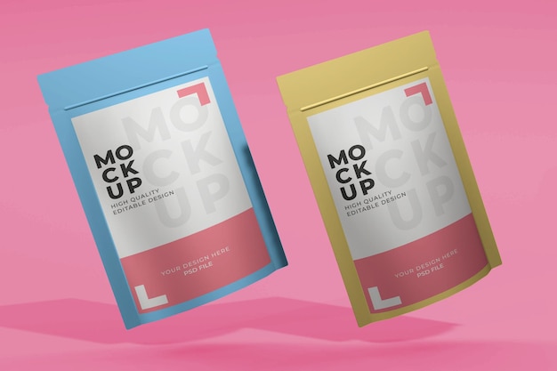 Maqueta de empaque de bolsa PSD para café de suplemento alimenticio y otro diseño de empaque