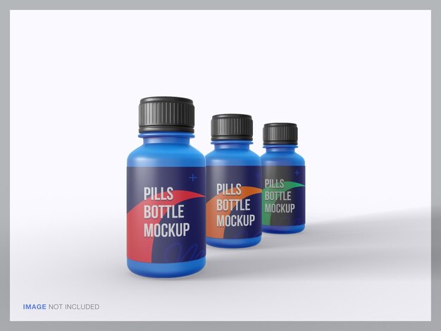 Maqueta de empaque de botella de medicina de tarro de pastillas de plástico