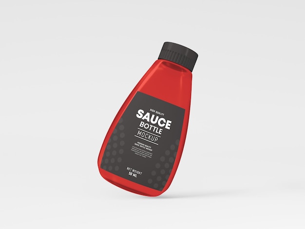 PSD maqueta de empaque de botella de salsa