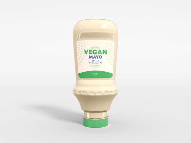 Maqueta de empaque de botella de vidrio de mayonesa vegana