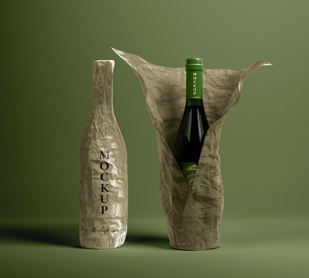 Maqueta de empaque de botella de vino mínima