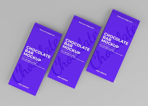 Maqueta de empaque de caja de chocolate en render 3d