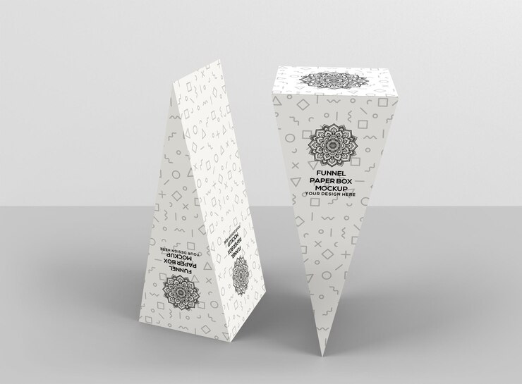 PSD maqueta de empaque de caja piramidal