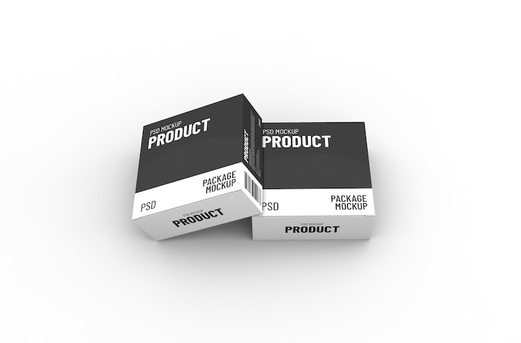 Maqueta de empaque de caja de producto cuadrado para publicidad de marca en un fondo limpio