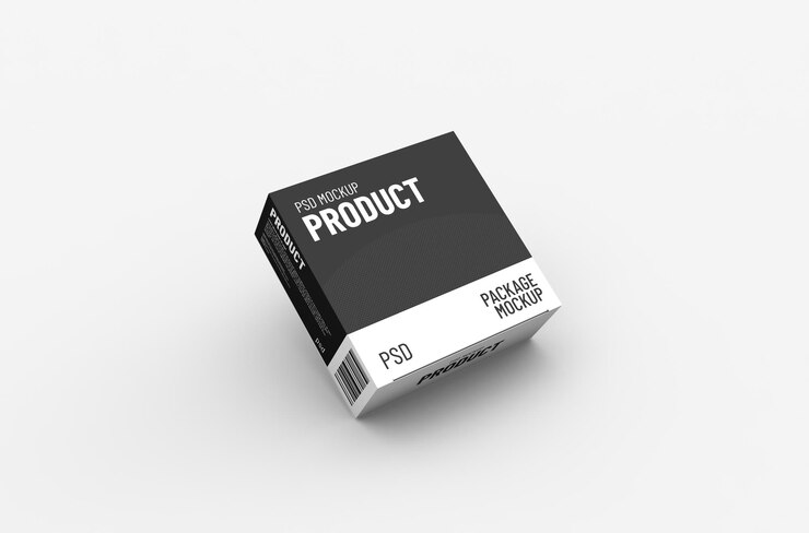 Maqueta de empaque de caja de producto cuadrado para publicidad de marca en un fondo limpio