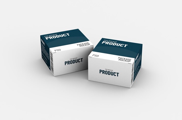 Maqueta de empaque de caja de producto cuadrado para publicidad de marca en un fondo limpio