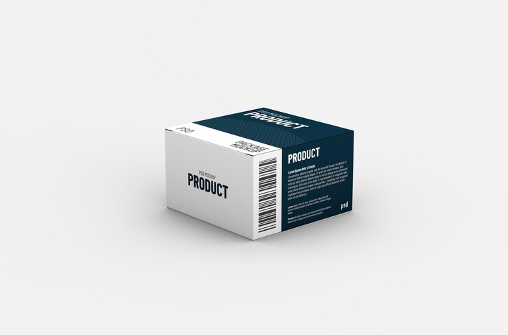 Maqueta de empaque de caja de producto cuadrado para publicidad de marca en un fondo limpio