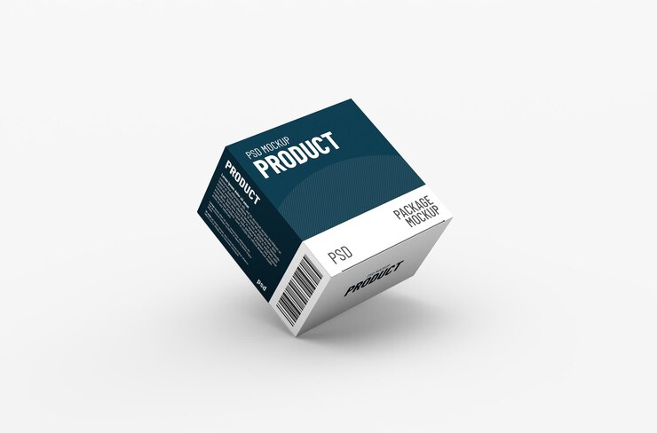 Maqueta de empaque de caja de producto cuadrado para publicidad de marca en un fondo limpio
