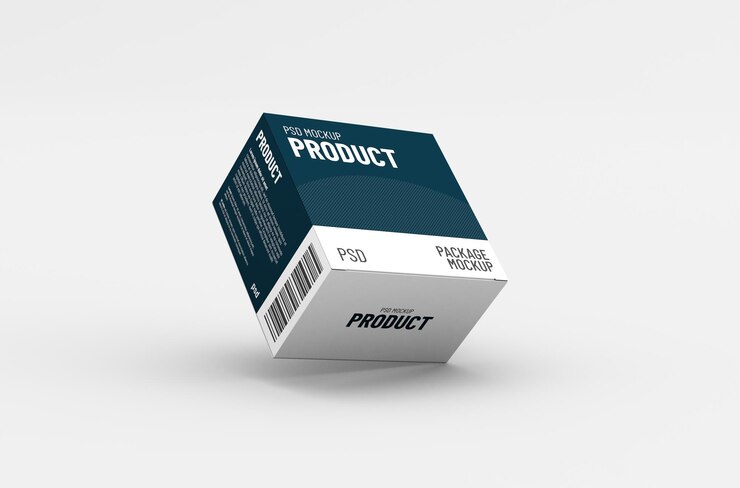 Maqueta de empaque de caja de producto cuadrado para publicidad de marca en un fondo limpio