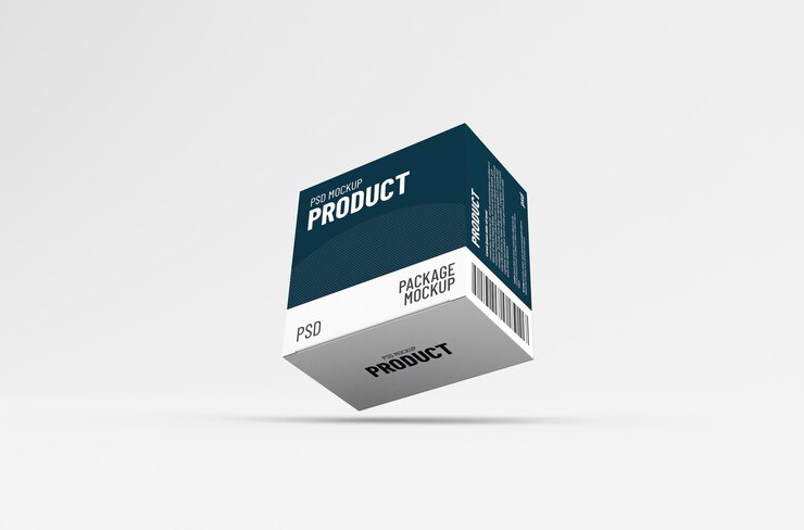 Maqueta de empaque de caja de producto cuadrado para publicidad de marca en un fondo limpio