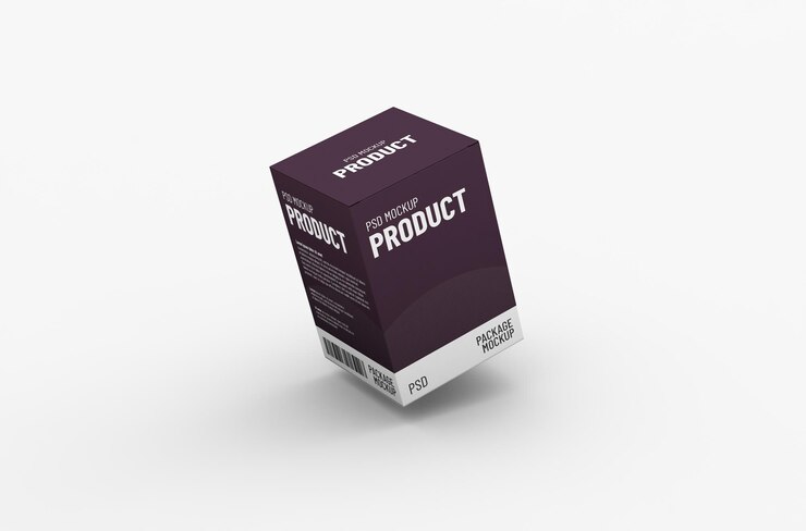 Maqueta de empaque de caja de producto cuadrado para publicidad de marca en un fondo limpio