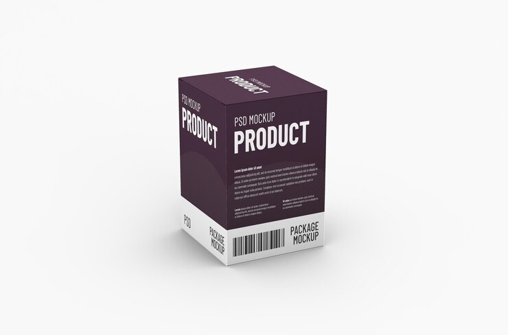 Maqueta de empaque de caja de producto cuadrado para publicidad de marca en un fondo limpio